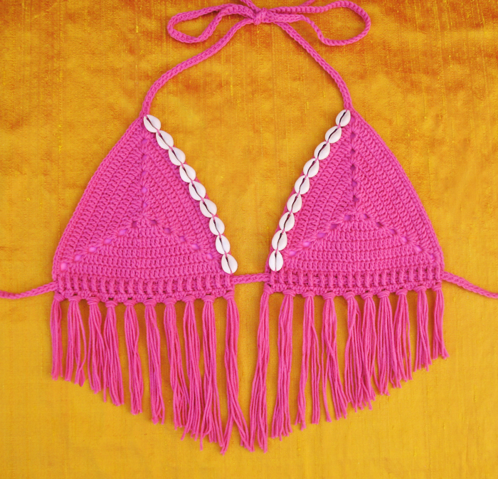 Sand Dollar Bikini Top Free Crochet Pattern.