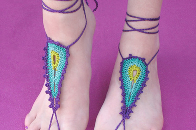 Peacock Barefoot Sandals Crochet Pattern