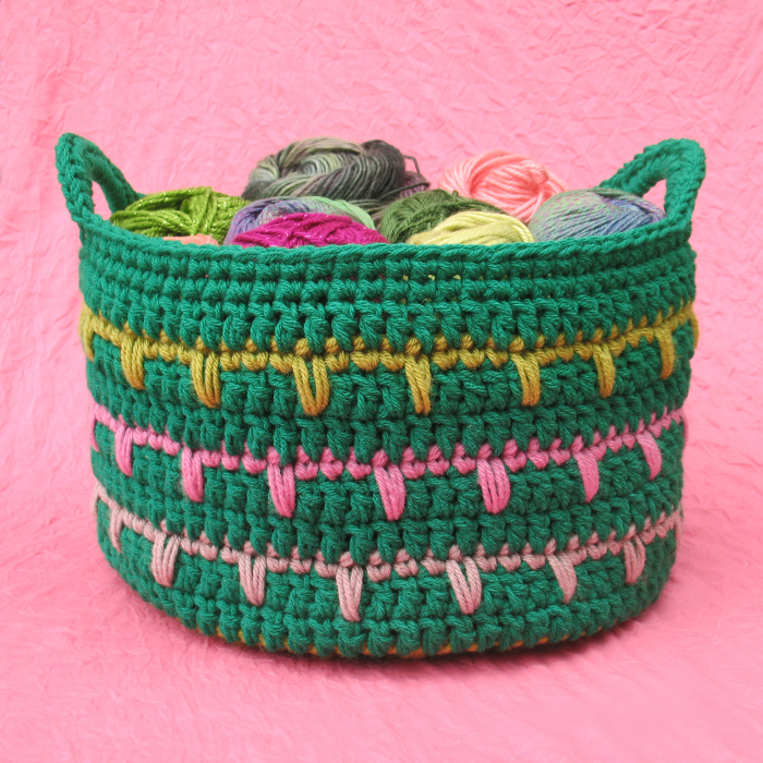 Spikes Yarn Basket Free Crochet Pattern