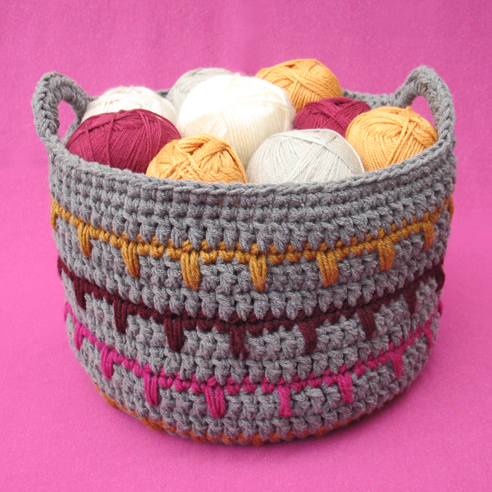 Spikes Yarn Basket Free Crochet Pattern