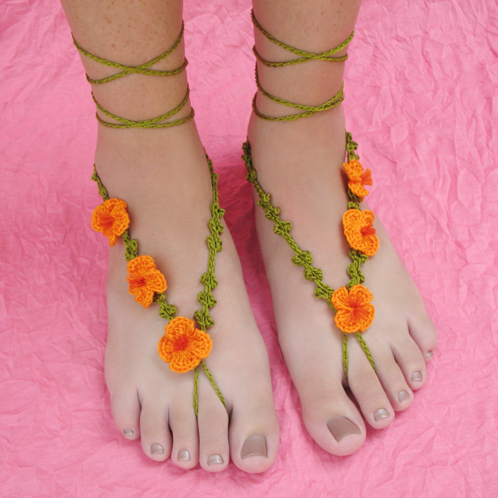 Mua Cotton Knit Crochet Barefoot Sandals Beach Anklet Chain Women Foot  Bracelet | Tiki