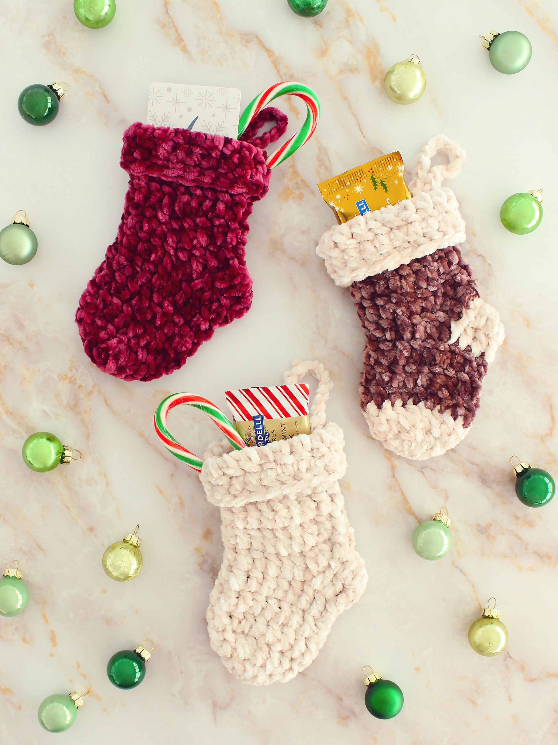 Velvet Mini Christmas Stockings Free Crochet Pattern